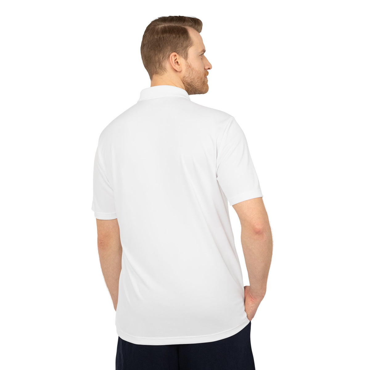 White Performance Polo Shirt, Collared Short Sleeve Athletic Top