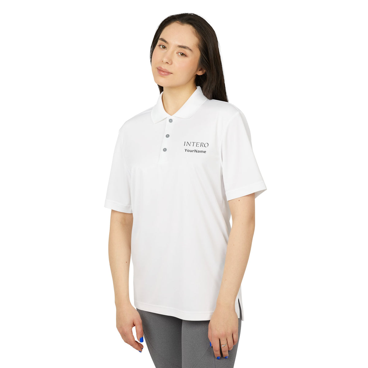 White Performance Polo Shirt, Collared Short Sleeve Athletic Top