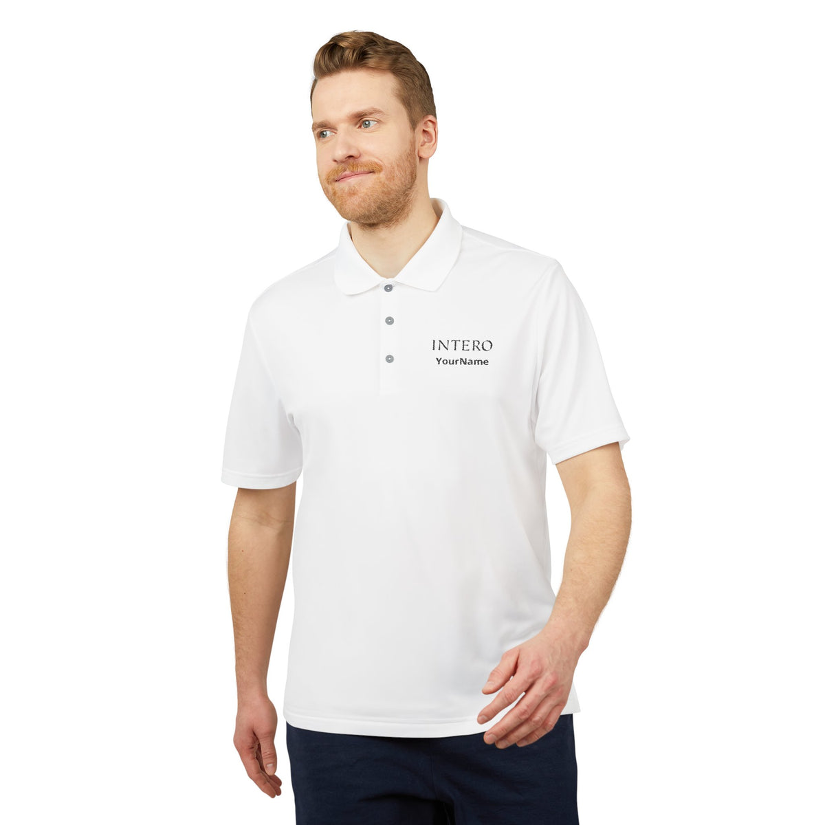 White Performance Polo Shirt, Collared Short Sleeve Athletic Top