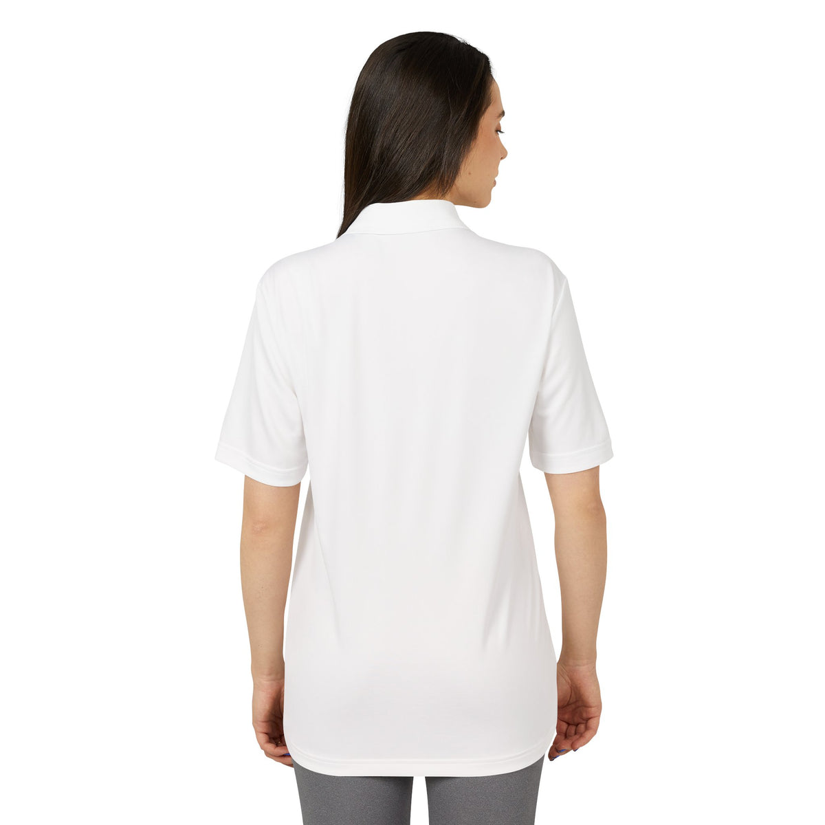 White Performance Polo Shirt, Collared Short Sleeve Athletic Top