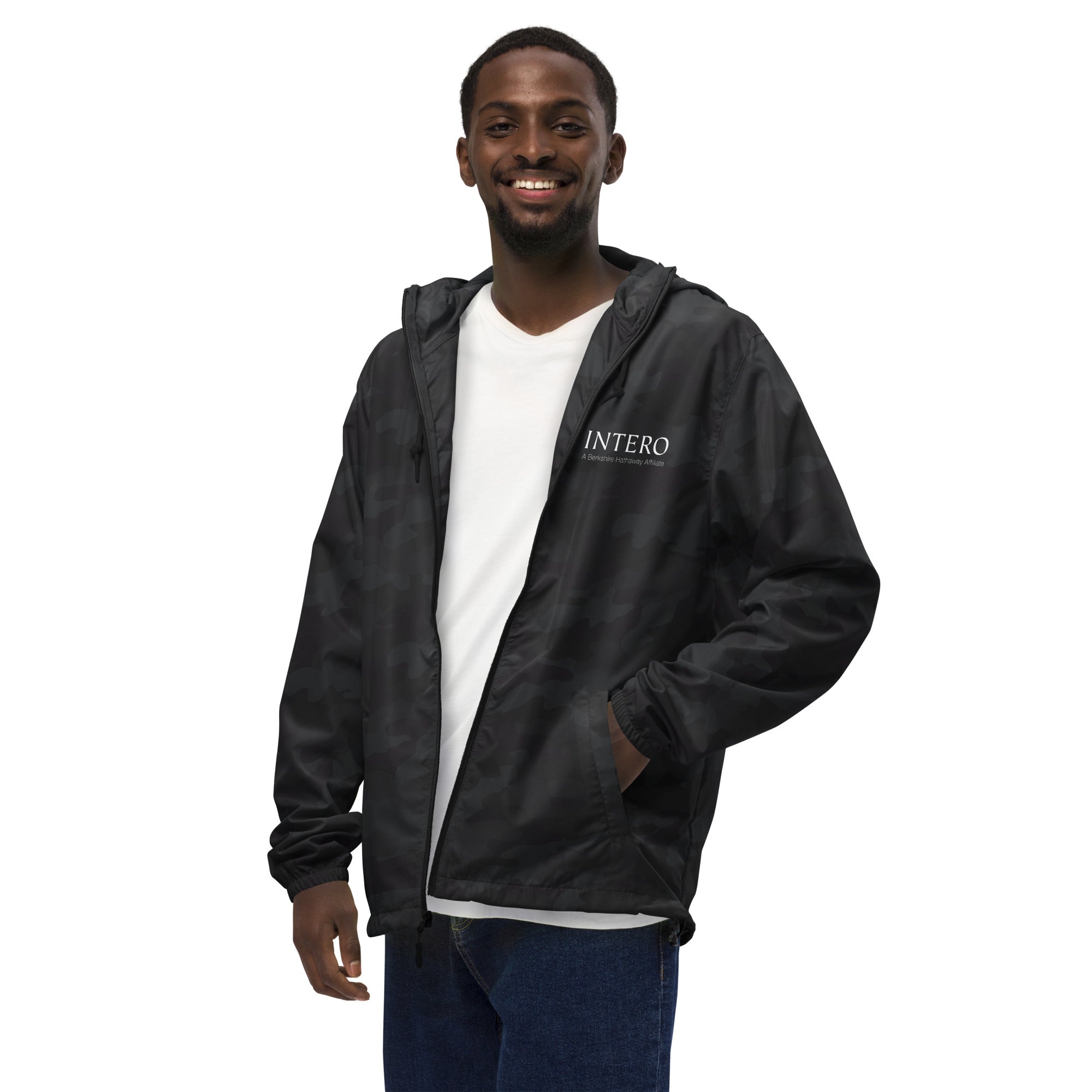 Unisex lightweight zip up windbreaker (Black)