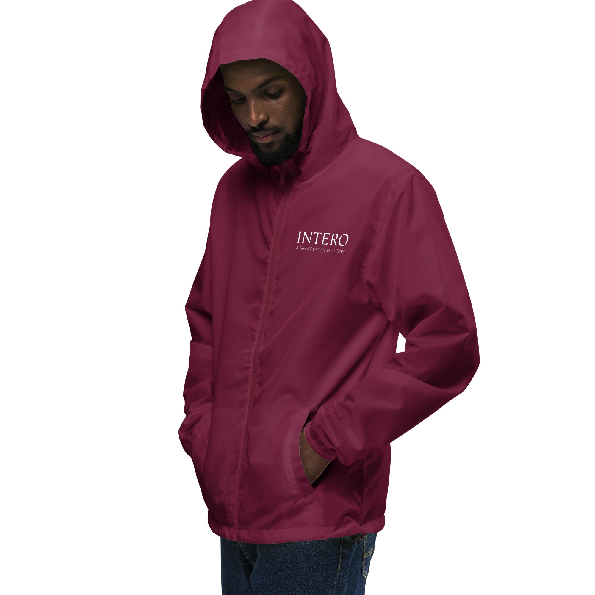 Unisex lightweight zip up windbreaker (Burgundy)